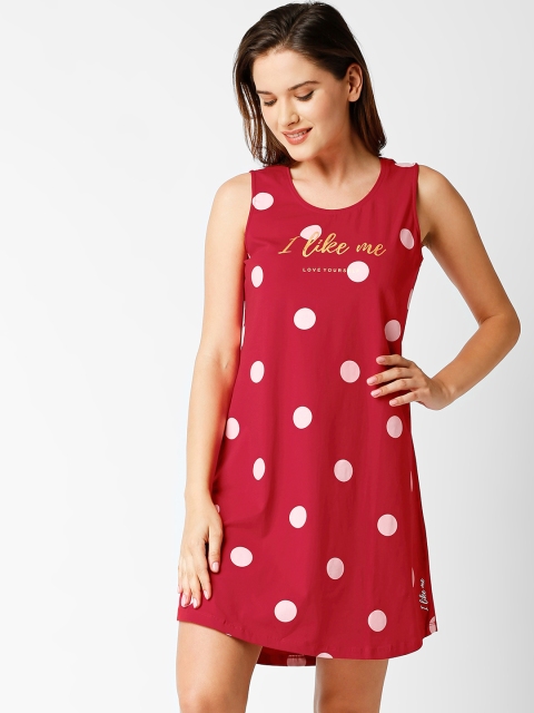

I like me Red & White Printed Nightdress
