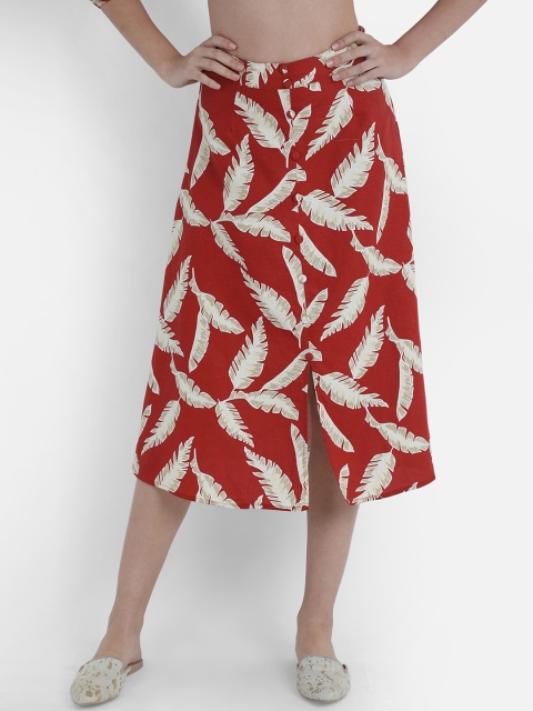 

COVER STORY Women Red & White Printed A-Line Skirt