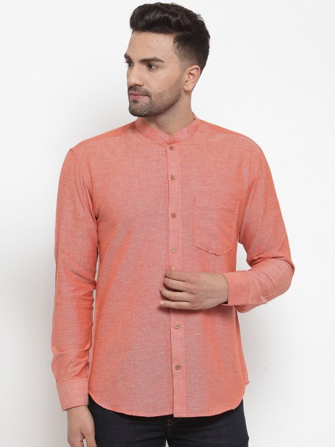 

Zotw Men Orange Regular Fit Solid Casual Shirt