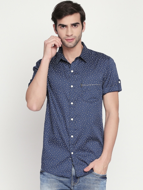 

Mufti Men Navy Blue Slim Fit Printed Casual Shirt