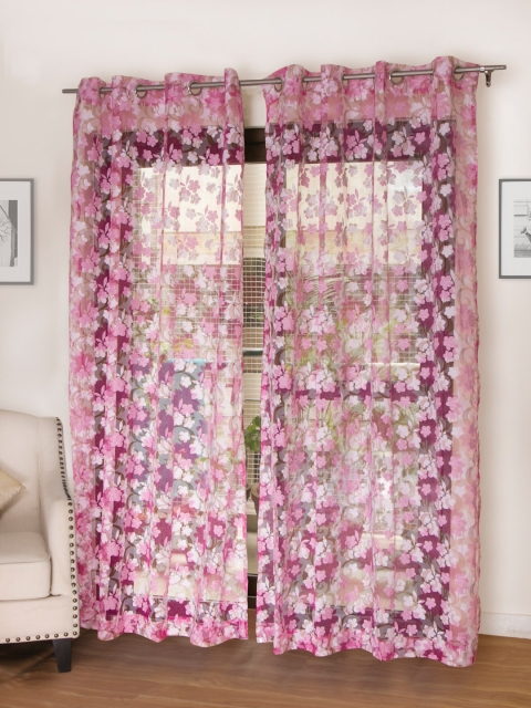 

ROSARA HOME Pink Set of 2 Long Door Curtains