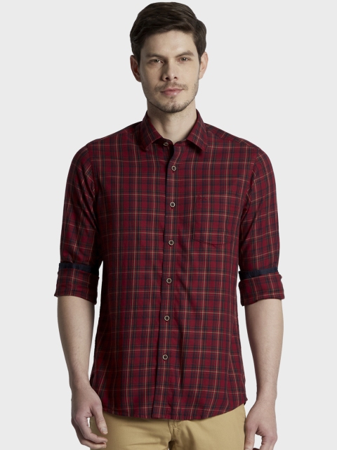 

ColorPlus Men Red & Blue Regular Fit Checked Casual Shirt