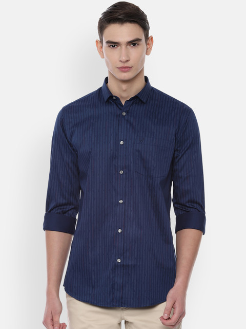 

Allen Solly Men Navy Blue Slim Fit Striped Casual Shirt