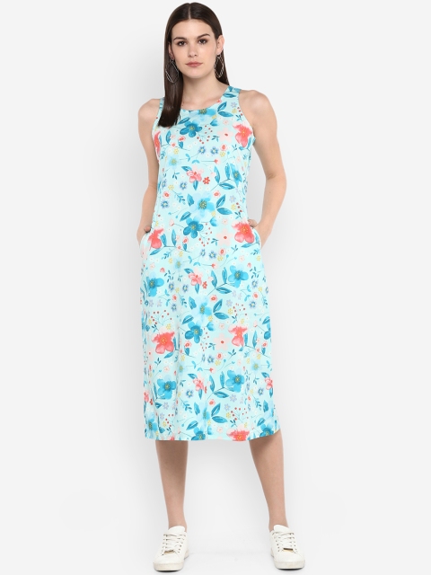 

Ayaany Women Printed Blue Fit and Flare Dress