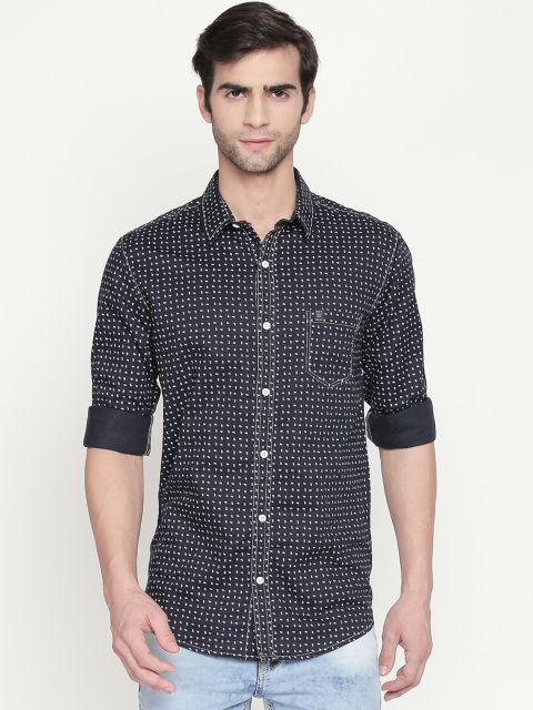

Mufti Men Navy Blue Slim Fit Printed Casual Shirt