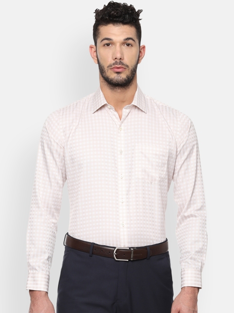 

Van Heusen Men Beige & White Slim Fit Checked Formal Shirt