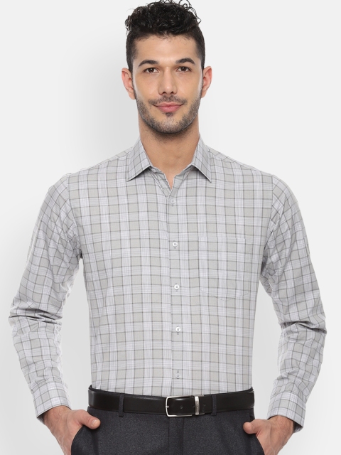 

Van Heusen Men Grey & Black Slim Fit Checked Formal Shirt
