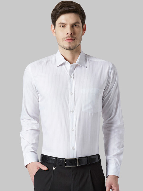 

Park Avenue Men White Regular Fit Striped Formal Shirt