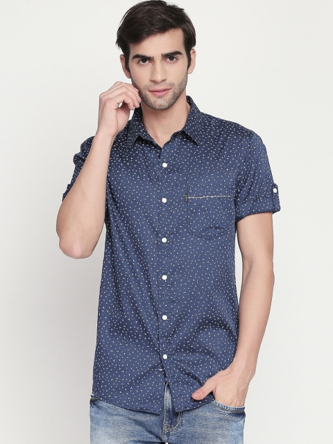 

Mufti Men Navy Blue Slim Fit Printed Casual Shirt