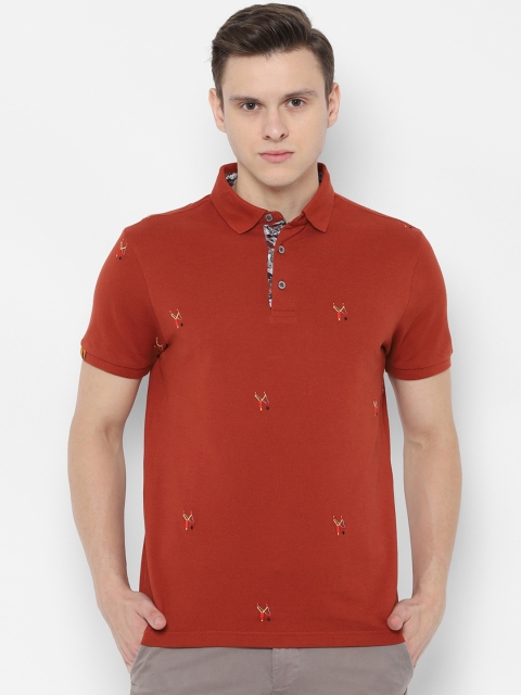 

SIMON CARTER LONDON Men Orange Printed Polo Collar T-shirt