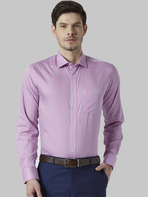 

Park Avenue Men Pink & White Regular Fit Checked Formal Shirt