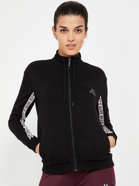 Kappa Women Black & White Solid Sweatshirt