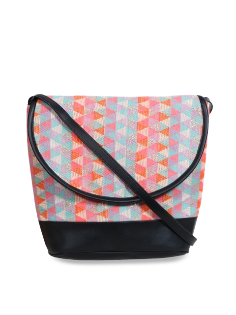 

Diwaah Women Blue & Orange Printed Sling Bag