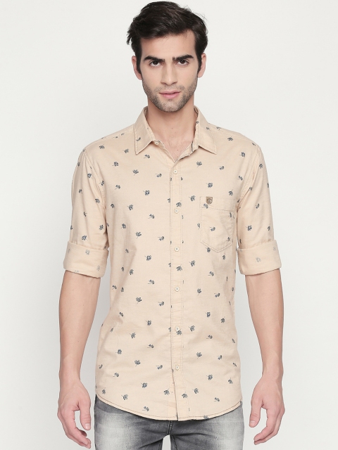 

Mufti Men Beige Slim Fit Printed Casual Shirt