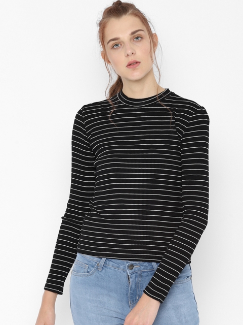 

People Women Black & White Striped Top