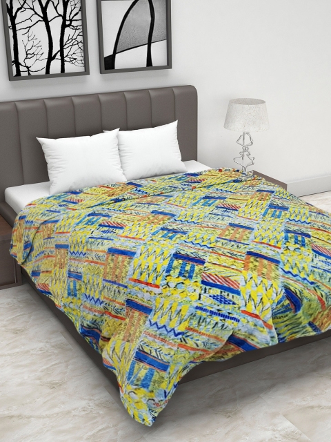 

Status Yellow & Blue Printed Mild Winter 200 GSM Double Bed Blanket