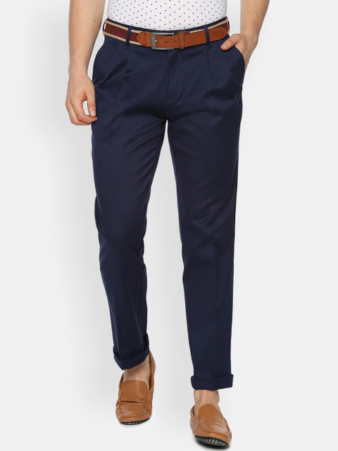 

Louis Philippe Men Navy Blue Regular Fit Solid Regular Trousers