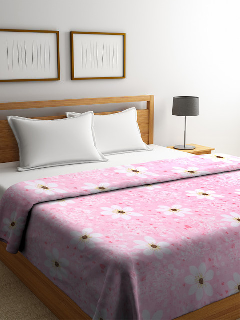

Portico New York Pink & White Floral AC Room 210 GSM Double Bed Blanket