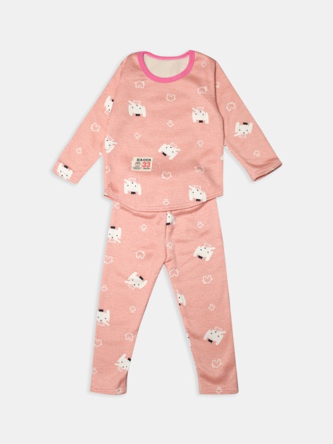 

PASSION PETALS Girls Pink Printed Night suit