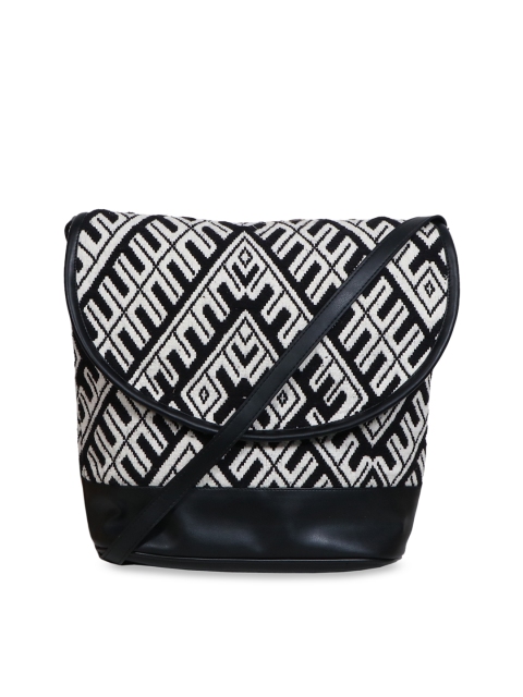 

Diwaah Women Black & White Self Design Shoulder Bag