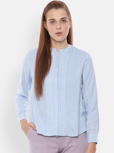 

Van Heusen Woman Blue Regular Fit Striped Casual Shirt