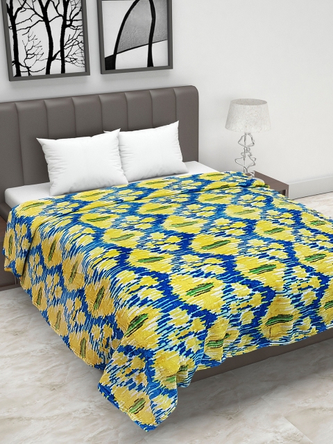 

Status Yellow & Blue Printed Mild Winter 200 GSM Double Bed Blanket