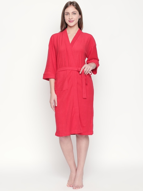 

Lady Love Women Red Solid Bath Robe