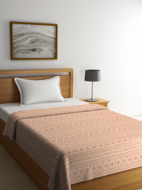 

Portico New York Beige & Maroon Ethnic Motifs AC Room 280 GSM Single Bed Blanket
