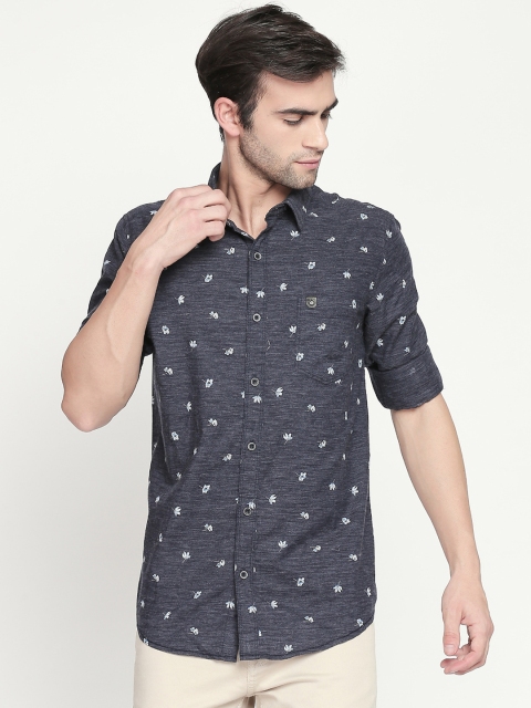 

Mufti Men Navy Blue & White Slim Fit Printed Casual Shirt