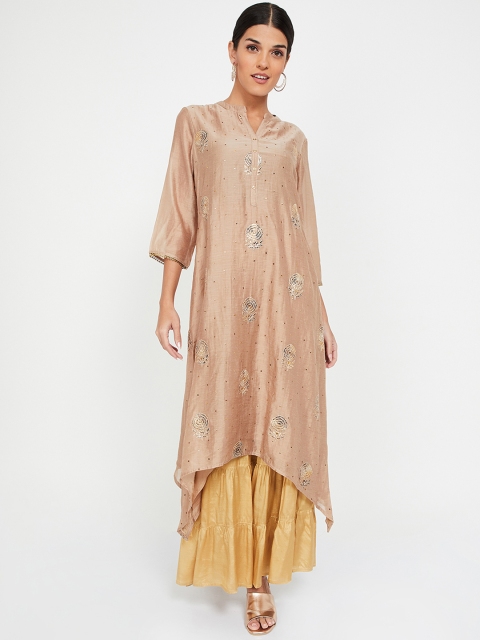 

Melange by Lifestyle Women Beige Embroidered A-Line Kurta