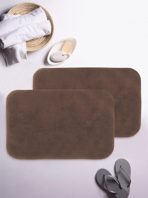 

BIANCA Set of 2 Brown Solid Anti-Slip Bath Rugs