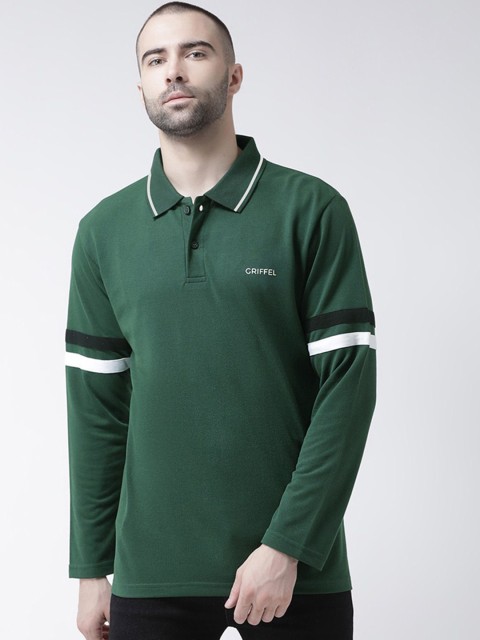 

GRIFFEL Men Green Solid Polo Collar T-shirt