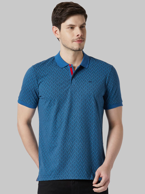 

Park Avenue Men Blue Printed Polo Collar T-shirt