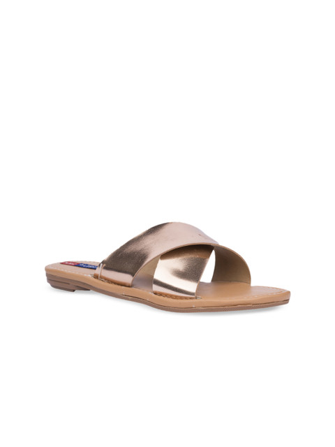 

MSC Women Rose Gold Solid Open Toe Flats