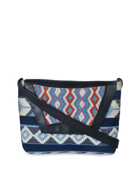 

Diwaah Navy Blue & White Self Design Sling Bag