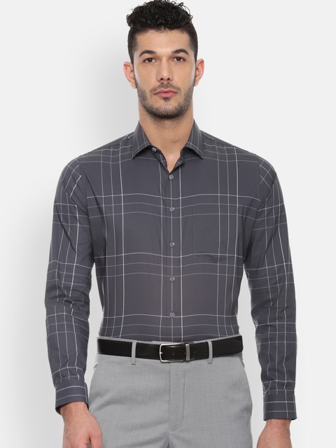 

Van Heusen Men Grey Slim Fit Checked Formal Shirt, Charcoal