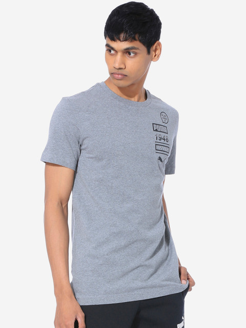 

Puma Men Grey Printed Round Neck T-shirt