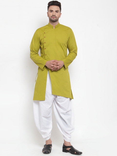 

Zotw Men Olive Green Solid Straight Kurta