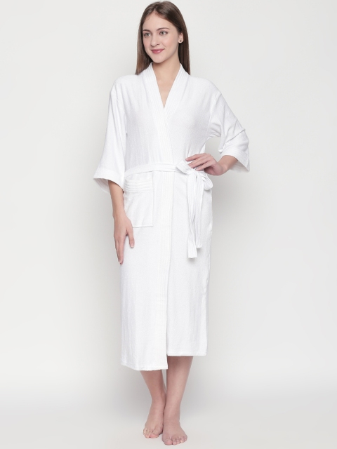 

Lady Love Women White Solid Bath Robe