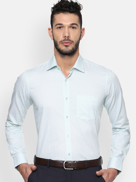 

Van Heusen Men Turquoise Blue Slim Fit Checked Formal Shirt