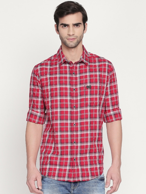 

Mufti Men Red & White Slim Fit Checked Casual Shirt