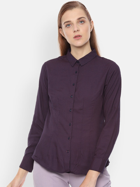 

Van Heusen Women Purple Regular Fit Solid Formal Shirt