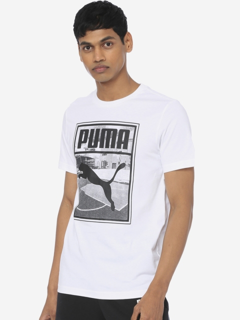 

Puma Men White Printed Round Neck T-shirt