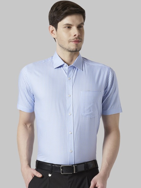 

Park Avenue Men Blue & White Regular Fit Checked Formal Shirt