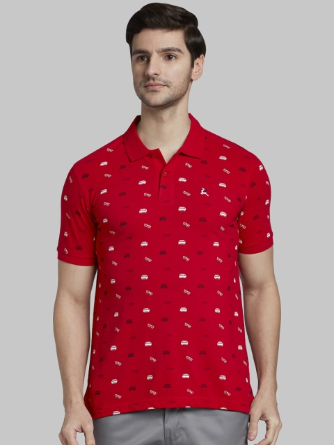 

Parx Men Red & White Printed Polo Collar T-shirt