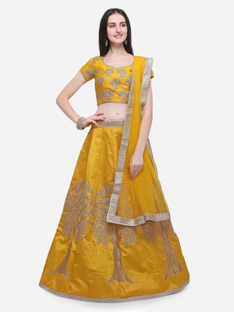 

Aasvaa Mustard Yellow Semi-Stitched Lehenga & Blouse with Dupatta
