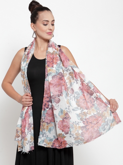 

J Style Women Pink & White Printed Stole
