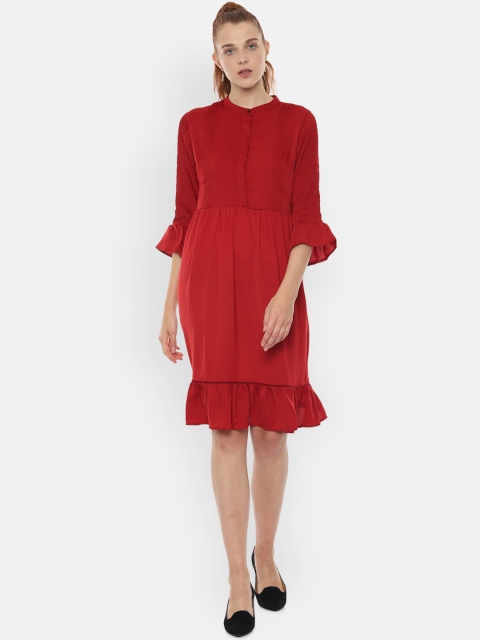 

Van Heusen Woman Solid Red Fit and Flare Dress