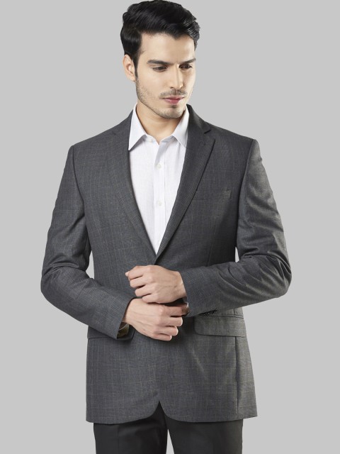 

Raymond Men Grey Checked Single-Breasted Blazer