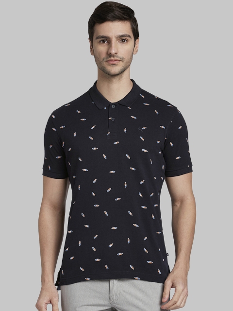 

Parx Men Blue Printed Polo Collar T-shirt